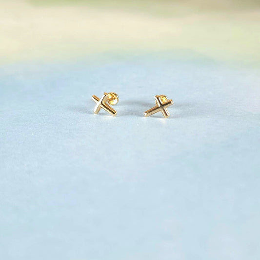 14k Cross Studs