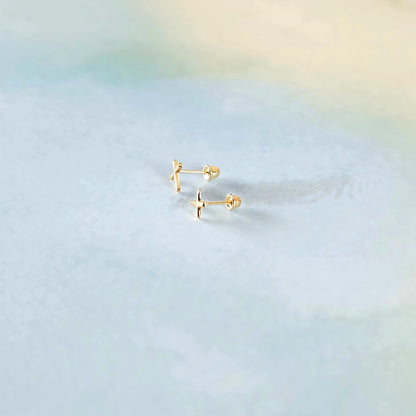 14k Cross Studs