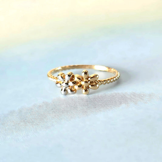 14k Double Daisy Ring