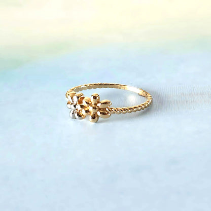 14k Double Daisy Ring