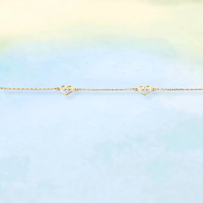 14k Dainty Hearts Bracelet