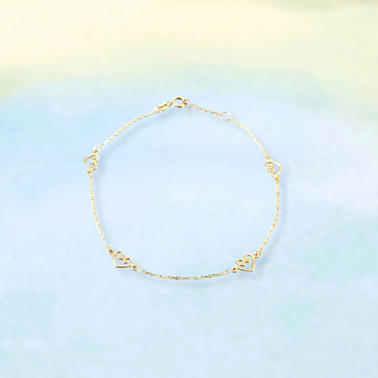 14k Dainty Hearts Bracelet