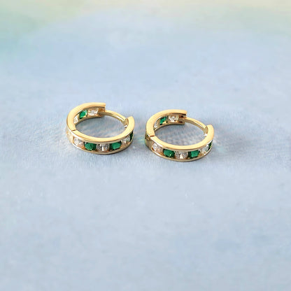 14k Huggies Green Accent