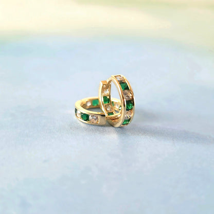 14k Huggies Green Accent