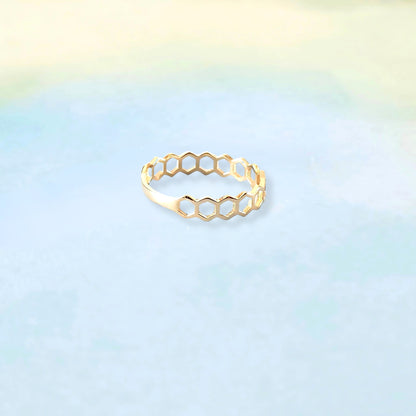 14k Honeycomb Ring
