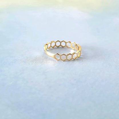 14k Honeycomb Ring