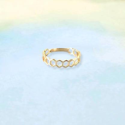 14k Honeycomb Ring