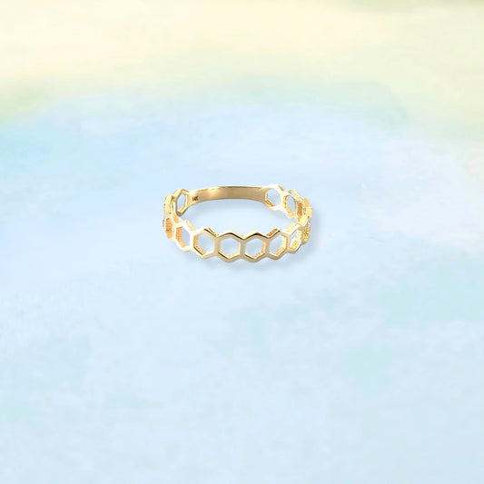 14k Honeycomb Ring