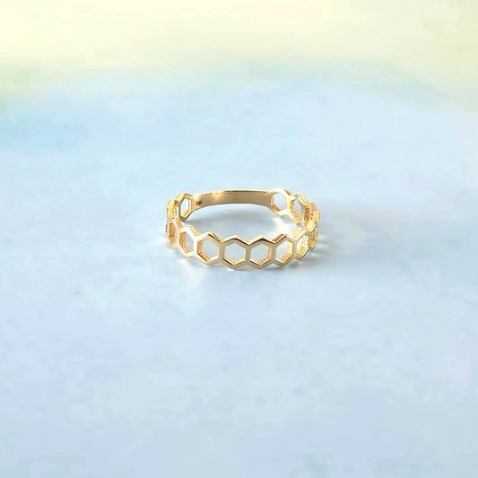 14k Honeycomb Ring