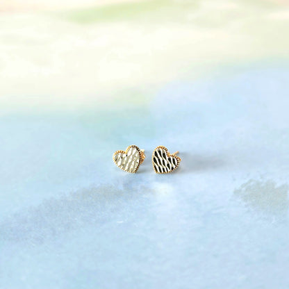 14k Heart of Gold Studs