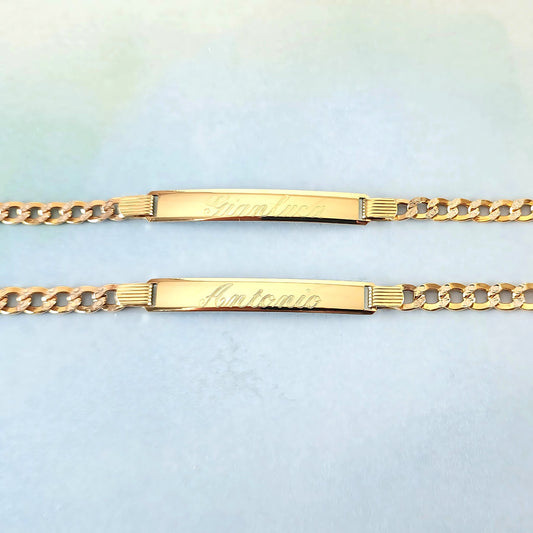 14k Solid ID Curb Bracelet (Custom)