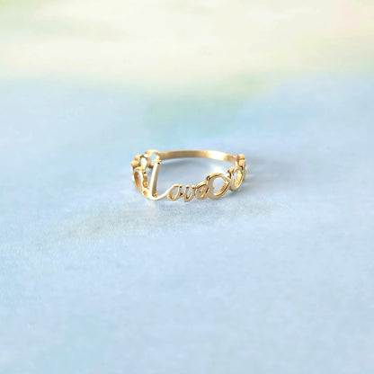 14k Love & Hearts Ring
