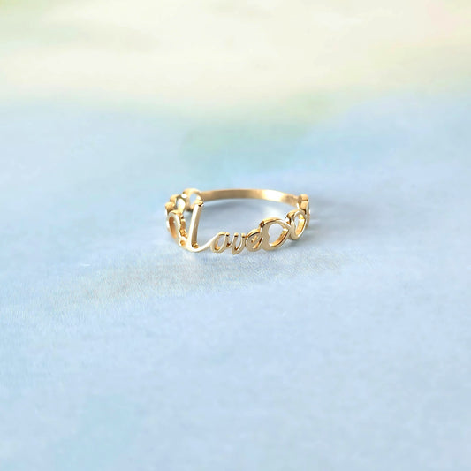 14k Love & Hearts Ring