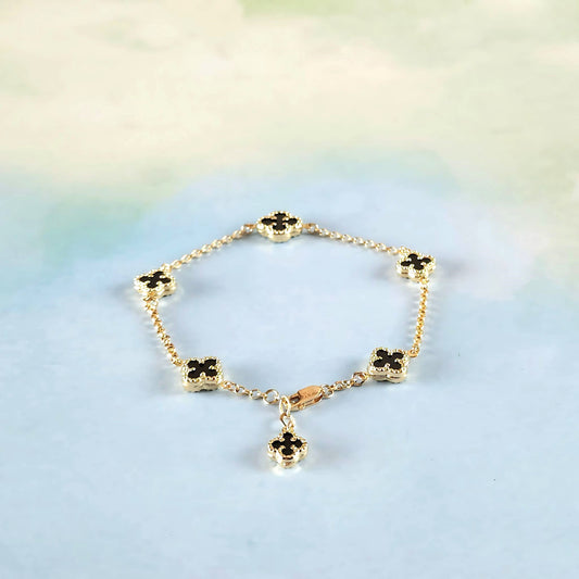 14k Onyx Clover Bracelet