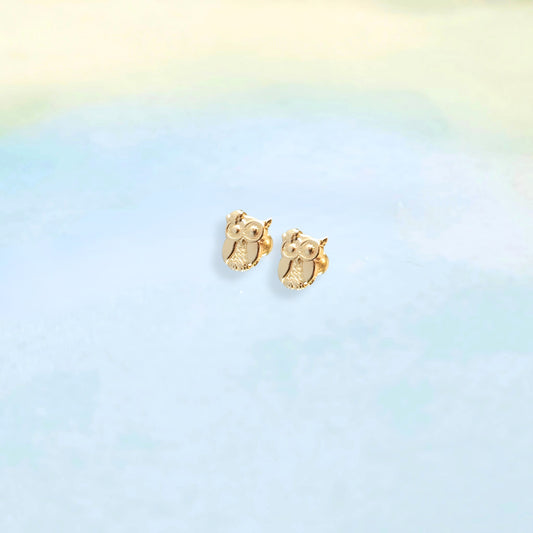 14k Golden Owl Studs
