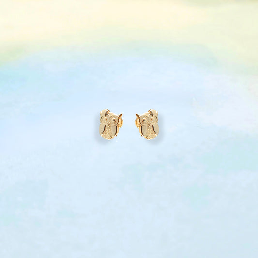 14k Golden Owl Studs