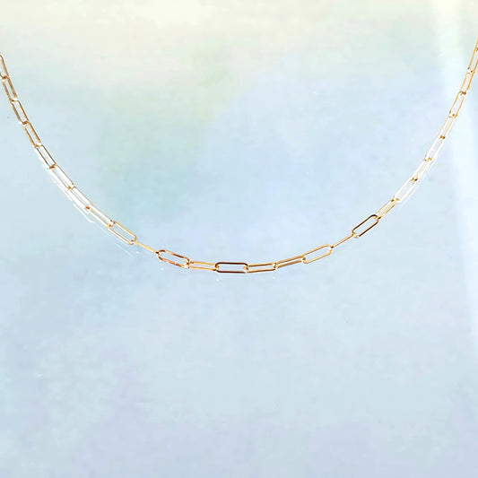 14k Dainty Paper Clip Necklace