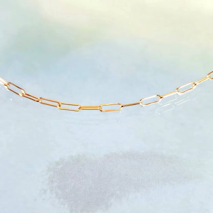 14k Dainty Paper Clip Necklace