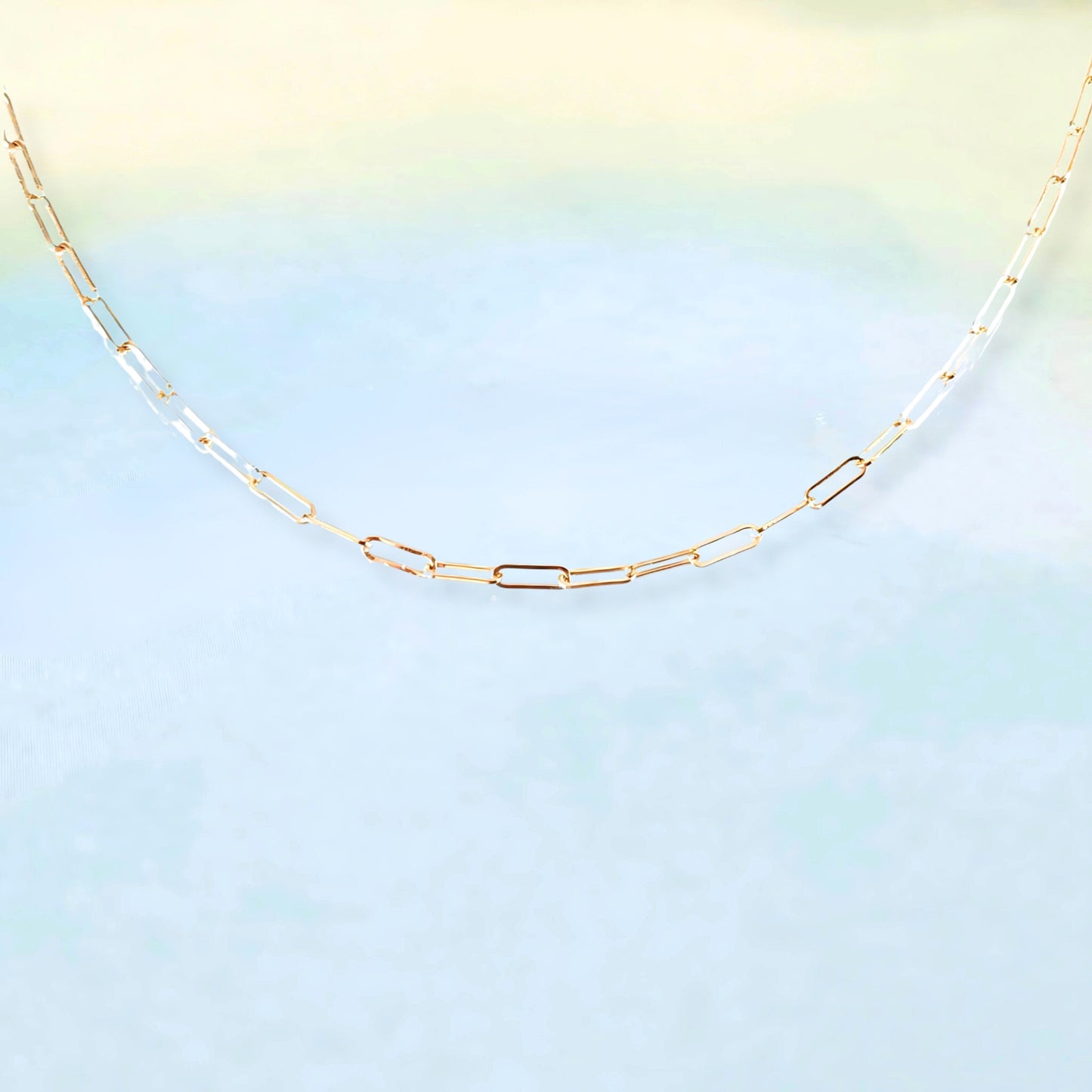 14k Dainty Paper Clip Necklace