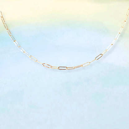 14k Dainty Paper Clip Necklace
