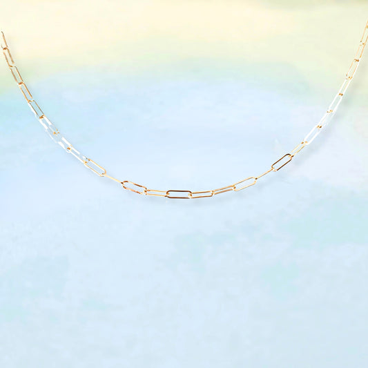 14k Dainty Paper Clip Necklace