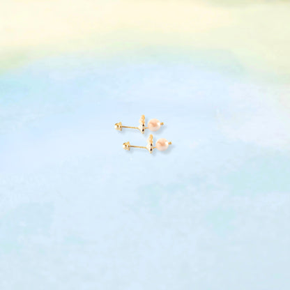 14k Pearl & Hearts Studs