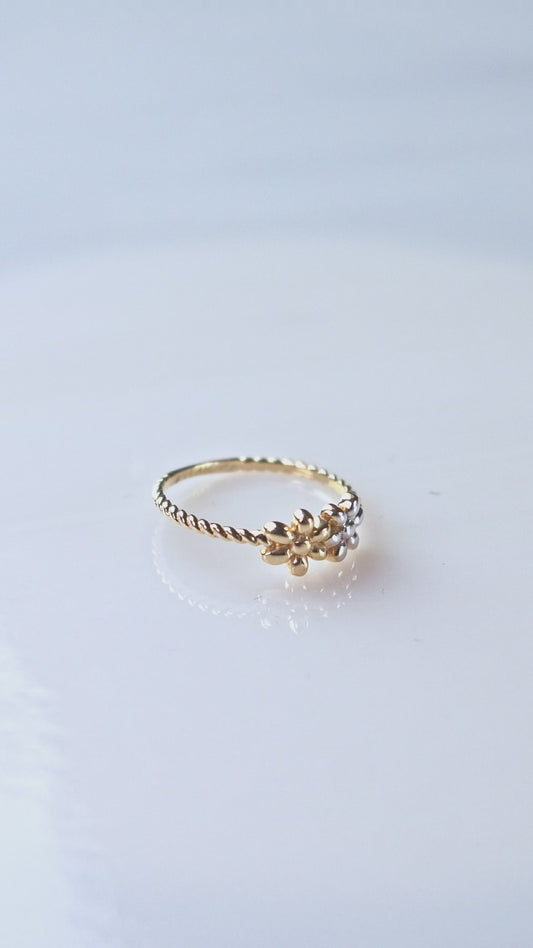 14k Double Daisy Ring