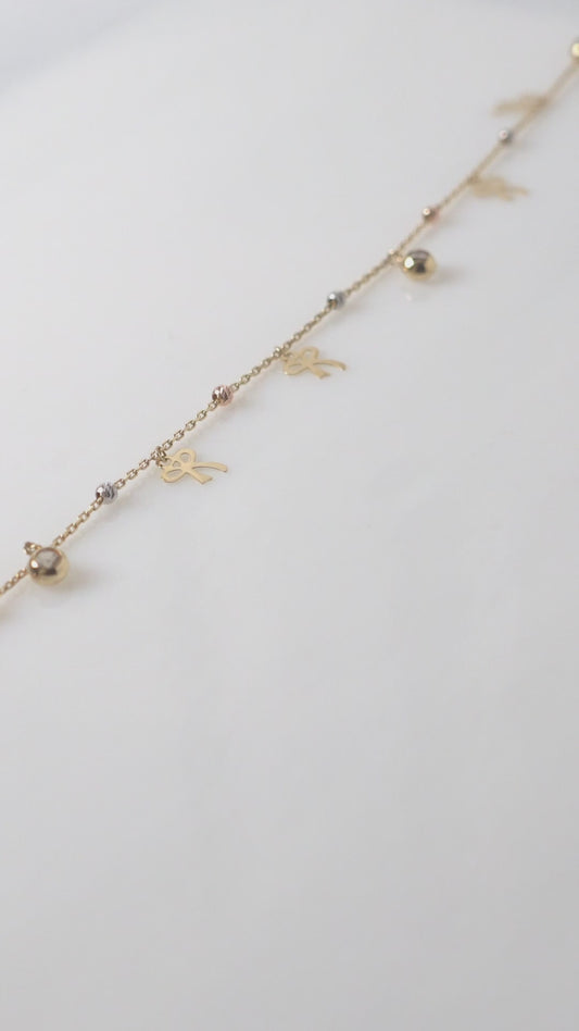 14k Bows & Beads Charm Necklace