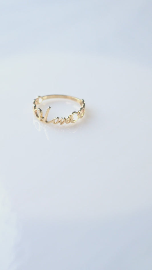 14k Love & Hearts Ring