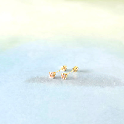14k Pink Crystal Studs