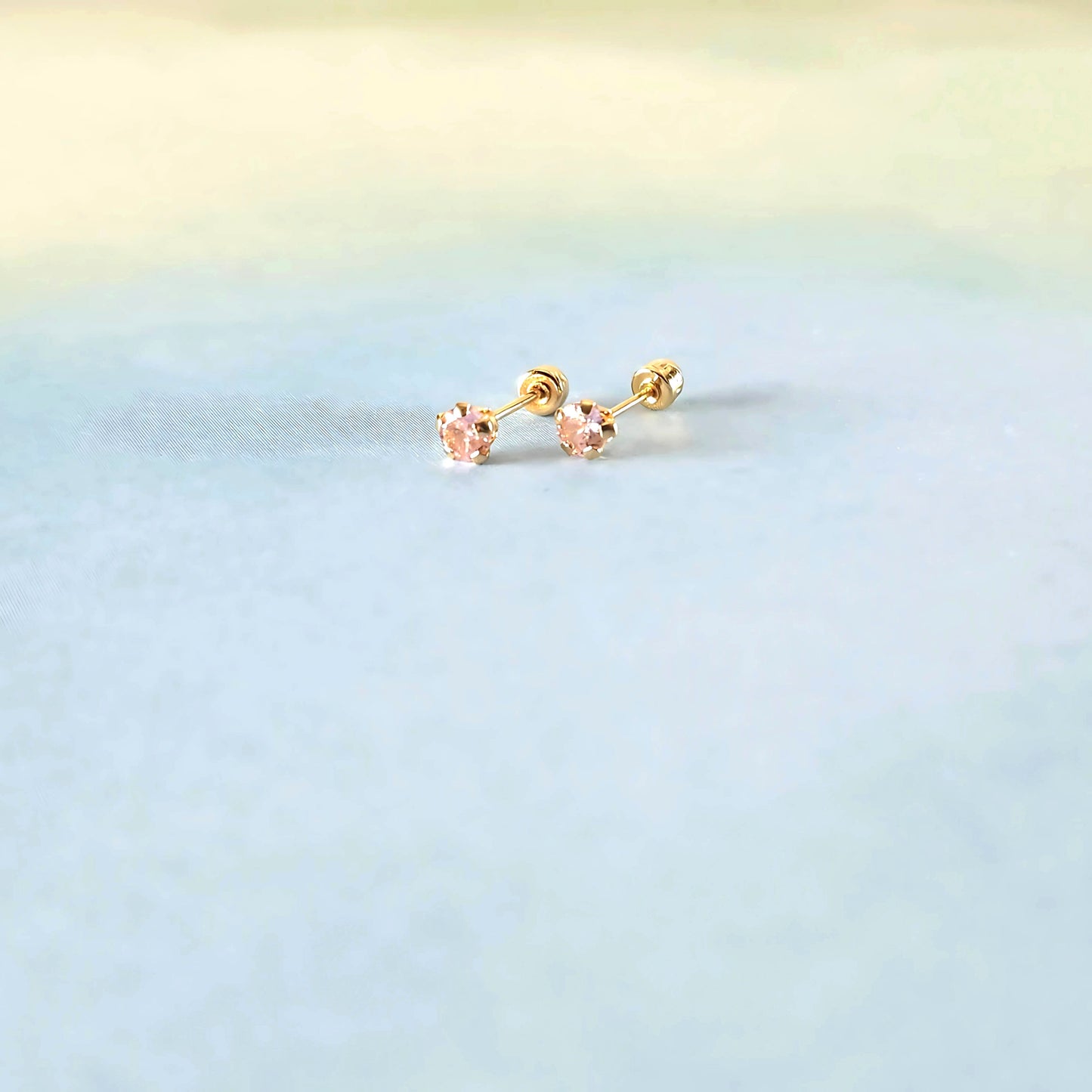 14k Pink Crystal Studs