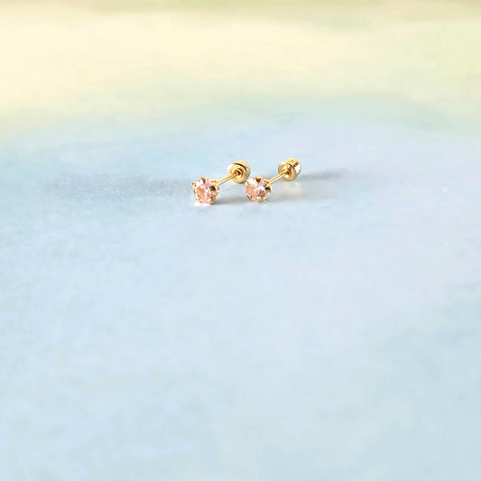 14k Pink Crystal Studs
