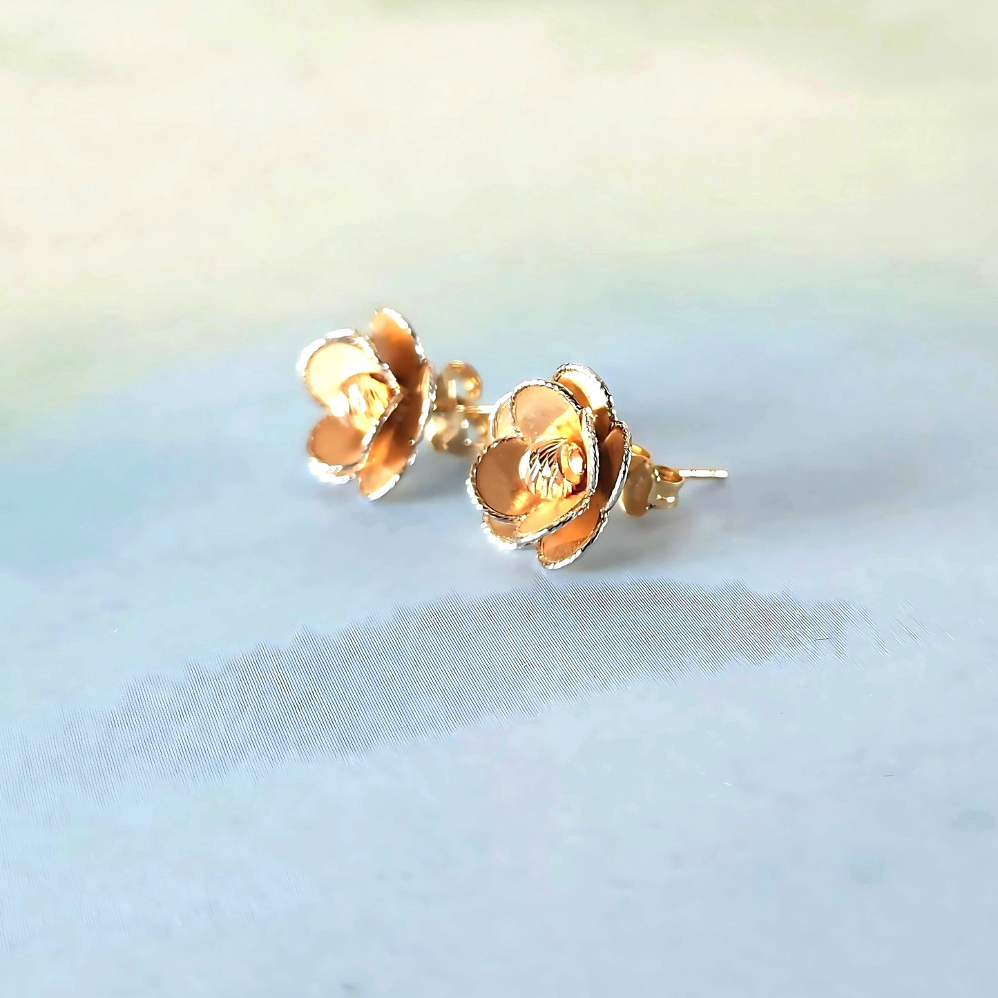 14k Rose Flower Stud