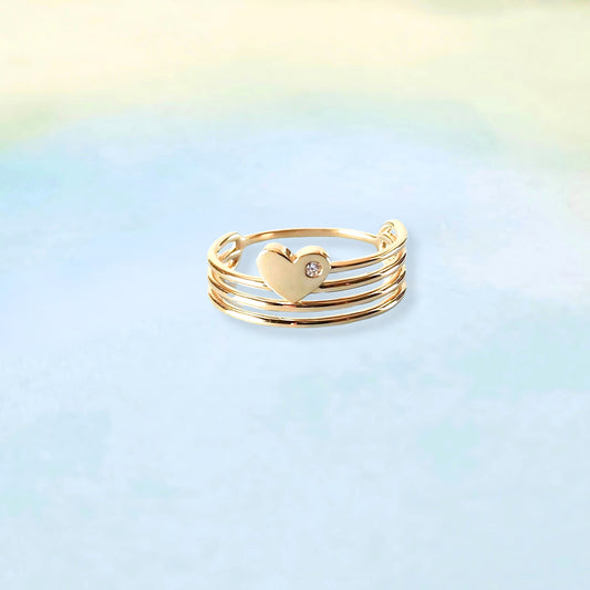 14k Spiral Heart Ring