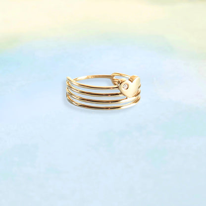 14k Spiral Heart Ring