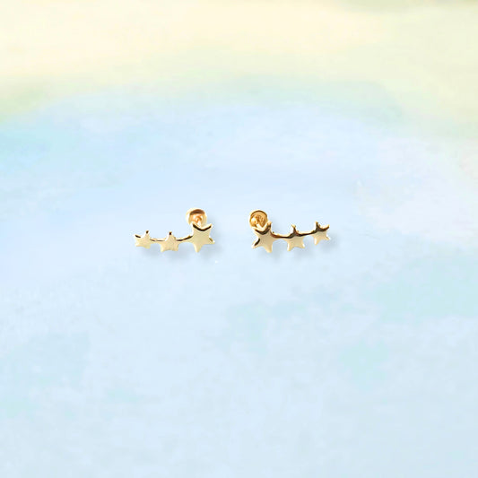 14k Three Star Studs