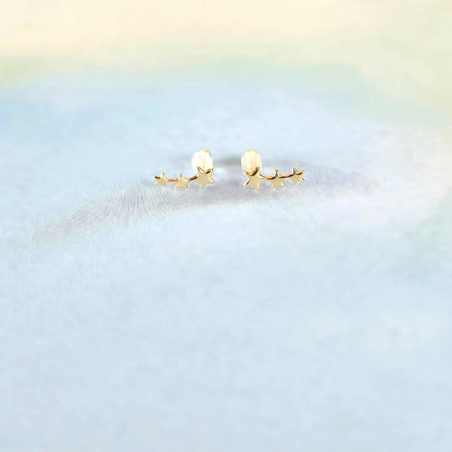 14k Three Star Studs