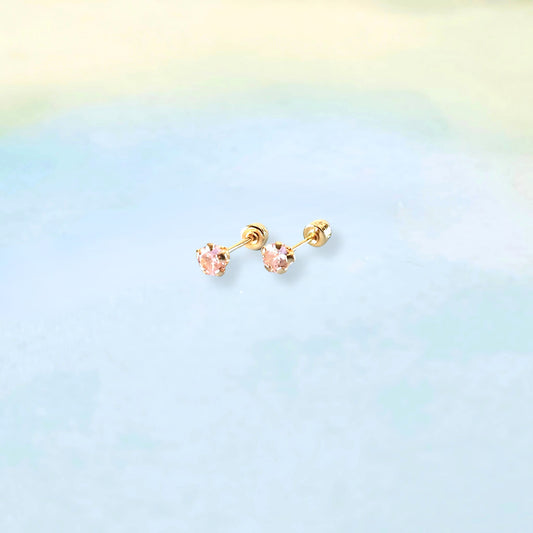 14k Pink Crystal Studs