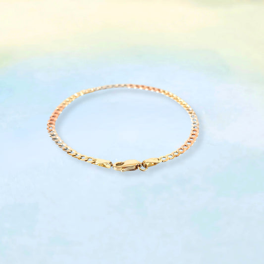 14K Curb Bracelet (Tri-Color)