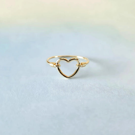 14k Wired Heart Ring
